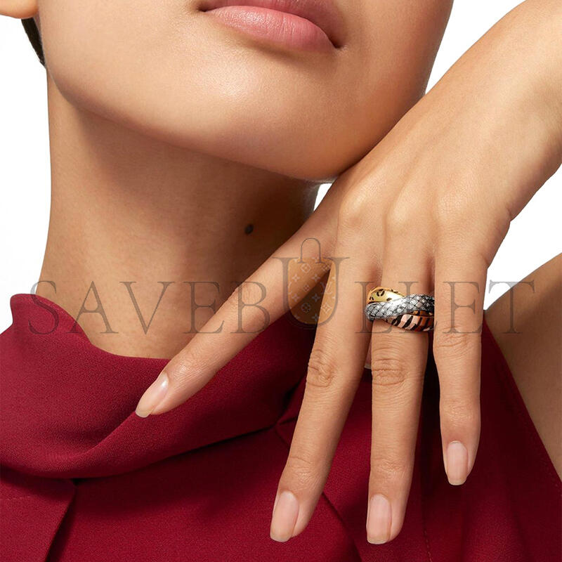 ca*t1er lacquered gold and semi-pavÉd D1am0nd trinity ring crb4241700